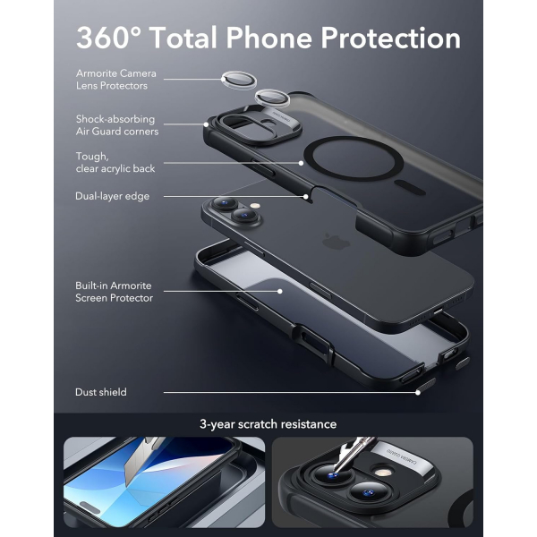 ESR Apple iPhone 16 Plus Armor Tam Korumal Klf-Frosted Black