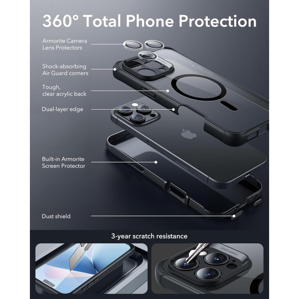 ESR Apple iPhone 16 Pro Armor Tam Korumal Klf-Clear Black