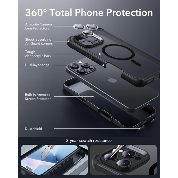 ESR Apple iPhone 16 Pro Armor Tam Korumal Klf-Frosted Black