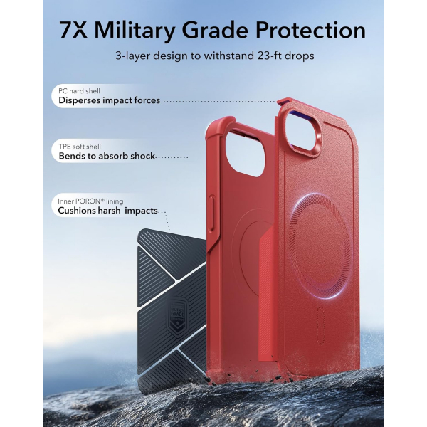 ESR Apple iPhone 16e Cyber MagSafe K�l�f -Red