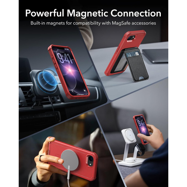 ESR Apple iPhone 16e Cyber MagSafe K�l�f -Red
