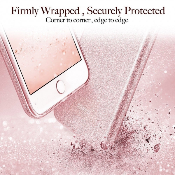 ESR Apple iPhone 8 Luxury Glitter Serisi Bumper Klf-Rose Gold