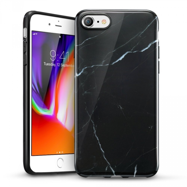 ESR Apple iPhone 8 Marble Pattern Serisi Klf-Black Sierra