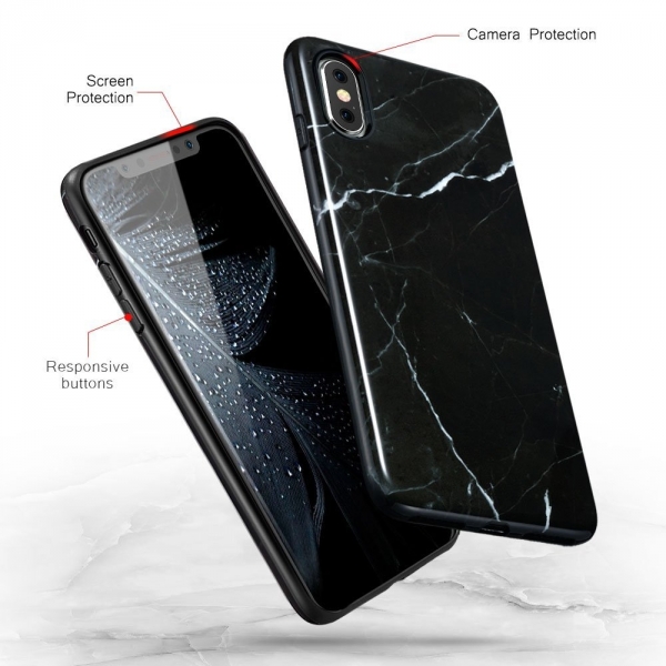 ESR Apple iPhone X Marble Pattern Serisi Kapak Klf-Black Sierra