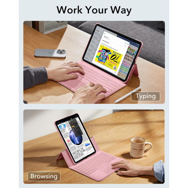 ESR Ascend iPad 10.Nesil Klavyeli Klf (10.9 in)-Pink