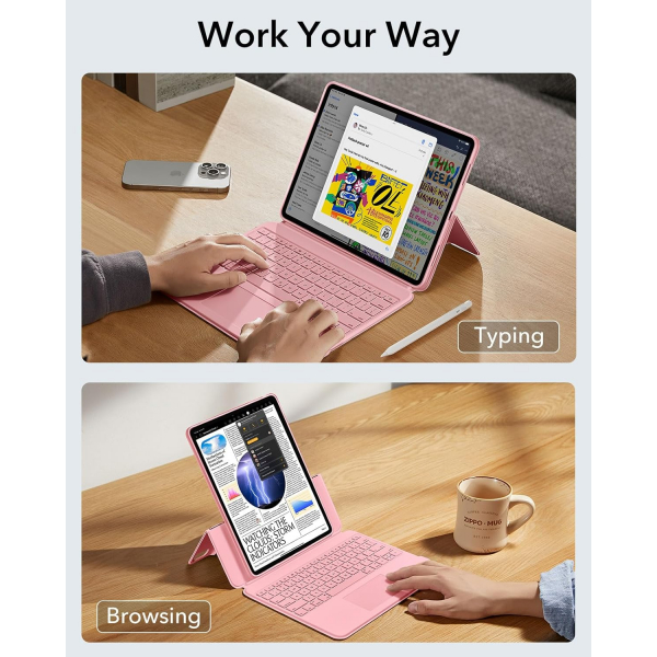 ESR Ascend iPad Air M2 Klavyeli Klf (13 in)-Pink