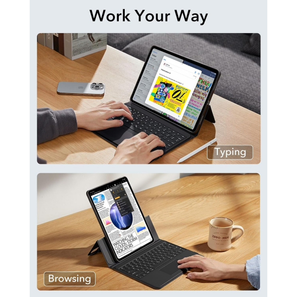 ESR Ascend iPad Pro M4 Klavyeli Klf (13 in)-Black 