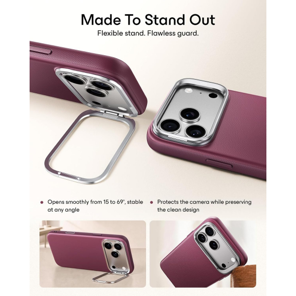 ESR Atelier Flex iPhone 18 Pro Standl� K�l�f -Burgundy