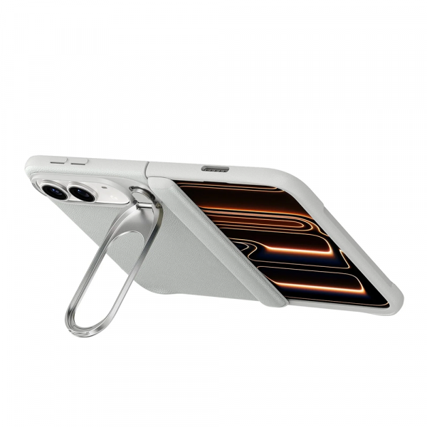ESR Atelier iPhone Duo Manyetik Standl� Deri K�l�f-Light Gray