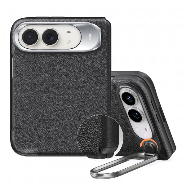 ESR Atelier iPhone Duo Manyetik Standl� Deri K�l�f-Black