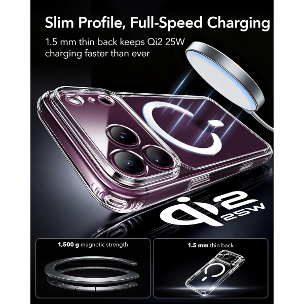 ESR Classic Hybrid iPhone 18 Pro Manyetik K�l�f -Clear
