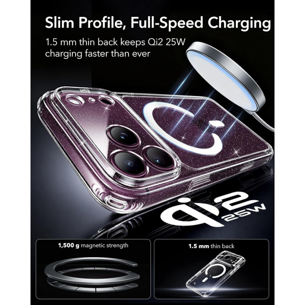 ESR Classic Hybrid iPhone 18 Pro Manyetik K�l�f -Clear Shimmer