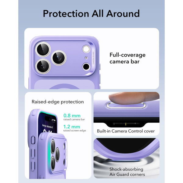 ESR Classic Hybrid iPhone 18 Pro Manyetik K�l�f -Frosted Purple