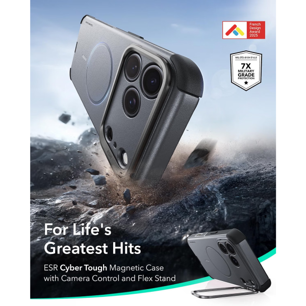ESR Cyber Tough Flex iPhone 18 Pro Stand K�l�f-Grey