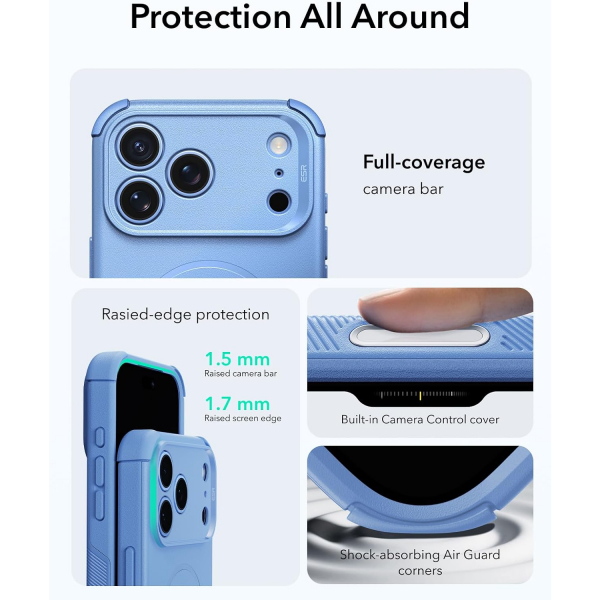 ESR Cyber Tough iPhone 18 Pro Manyetik K�l�f-Light Blue