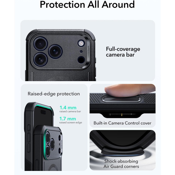 ESR Cyber Tough iPhone 18 Pro Manyetik K�l�f-Black