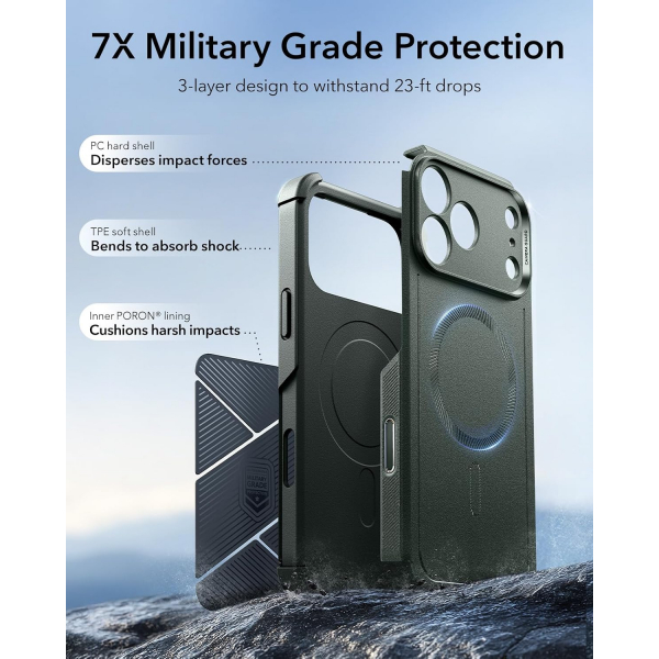 ESR Cyber Tough iPhone 18 Pro Manyetik K�l�f-Green