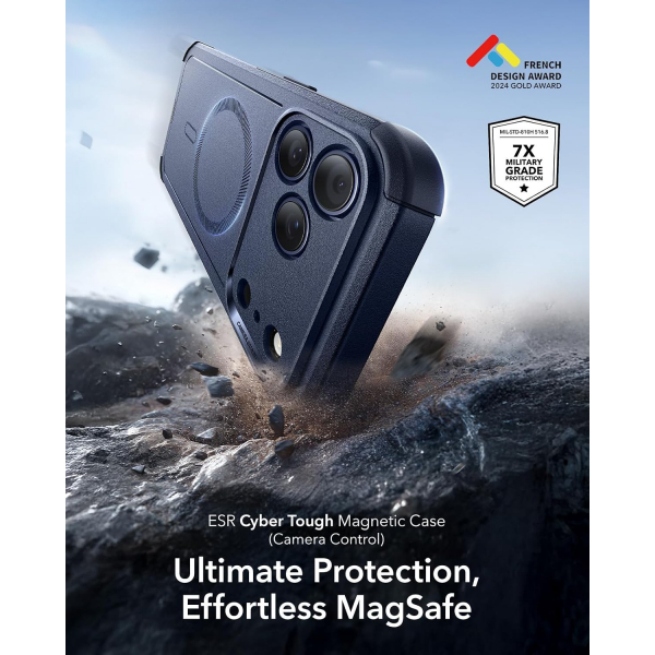 ESR Cyber Tough iPhone 18 Pro Manyetik K�l�f-Navy Blue