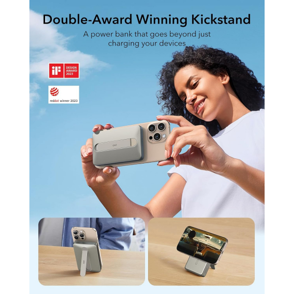 ESR KickStandl MagSafe Kablosuz arj Aleti-Titanium