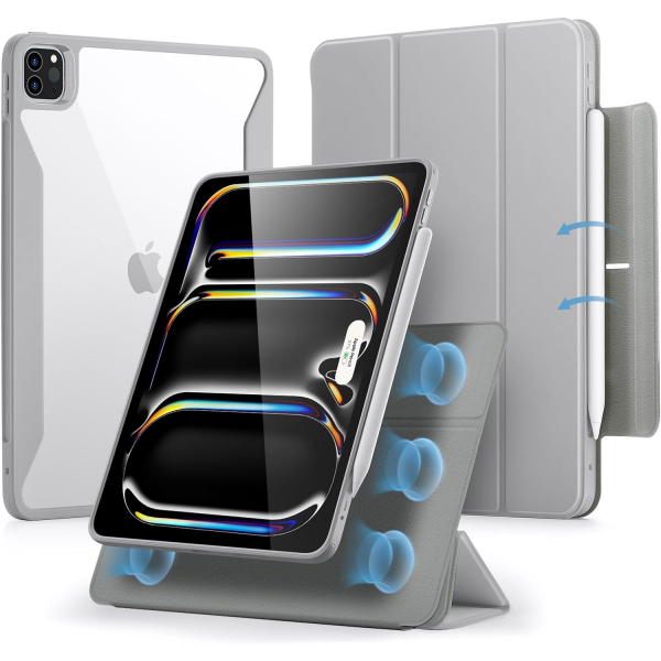 ESR Rebound 360 iPad Pro 5.Nesil Manyetik Klf(11 in)-Silver Gray