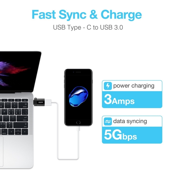 ESR USB C to USB A OTG Adaptr (2 Adet) (Siyah)