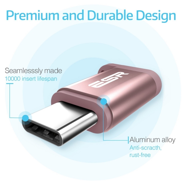 ESR USB Type C to Micro USB Adaptr (2 Adet) (Pembe Altn)
