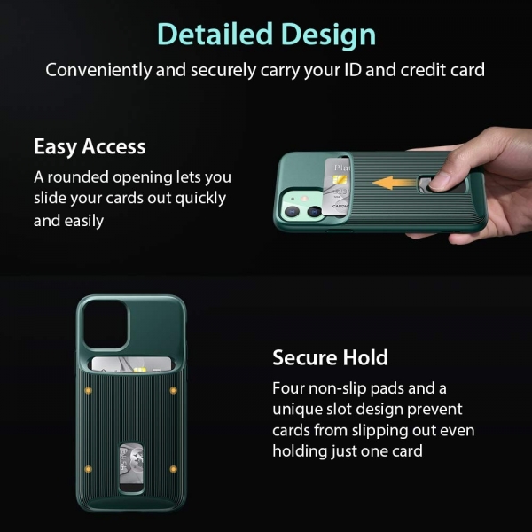 ESR iPhone 11 Wallet Armor Serisi Czdan Klf-Dark Green