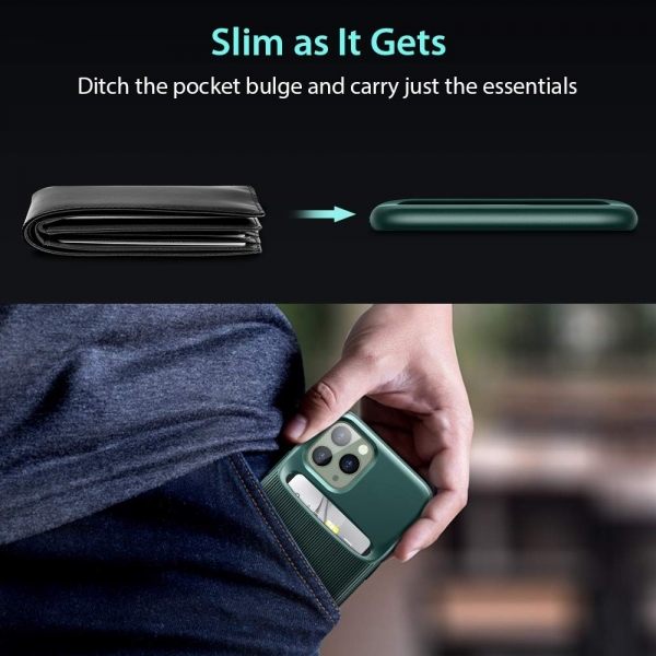 ESR iPhone 11 Pro Max Wallet Armor Serisi C�zdan K�l�f-Dark Green