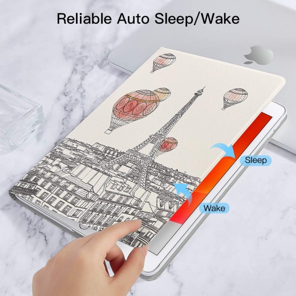 ESR iPad 7. Nesil Illustrator Stand� K�l�f (10.2 in�)-Paris Afternoon