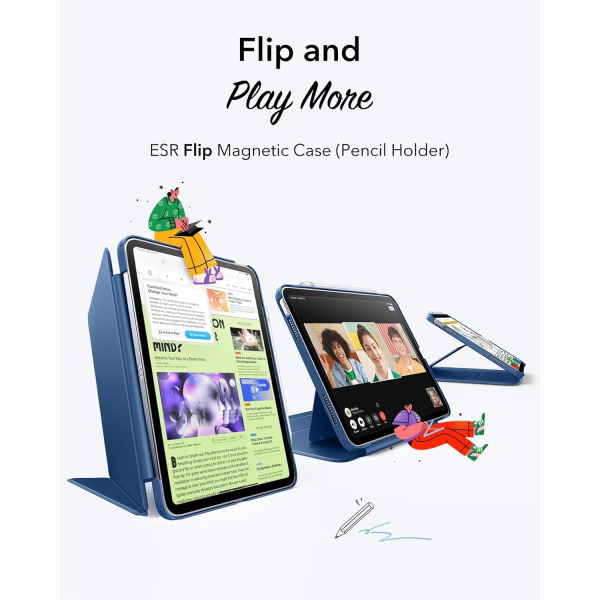 ESR Apple iPad 11.Nesil A16 Flip Klf (11 in)-Navy Blue
