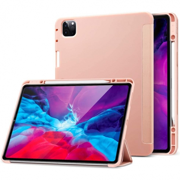 ESR iPad Pro Kalem Blmeli Klf (12.9 in)(4. Nesil)-Pink