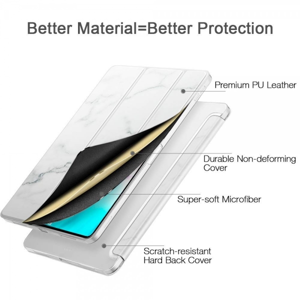 ESR iPad Pro Mermer Desenli Standl Klf (11 in)-White Marble
