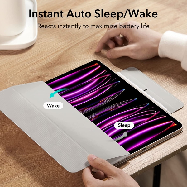 ESR iPad Pro Rebound Manyetik Akll Klf (12.9 in)(4. Nesil)-White