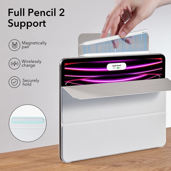 ESR iPad Pro Rebound Manyetik Akll Klf (12.9 in)(4. Nesil)-White