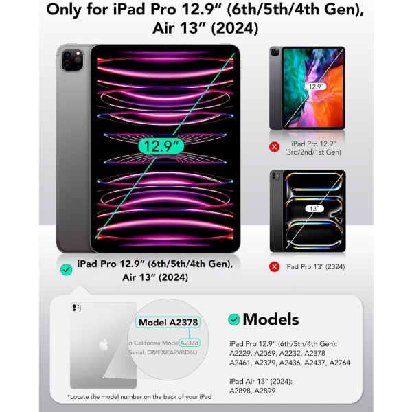 ESR iPad Pro Rebound Manyetik Ak�ll� K�l�f (12.9 in�)(4. Nesil)-Pink