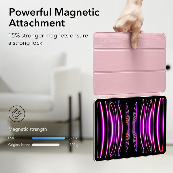 ESR iPad Pro Rebound Manyetik Ak�ll� K�l�f (12.9 in�)(4. Nesil)-Pink