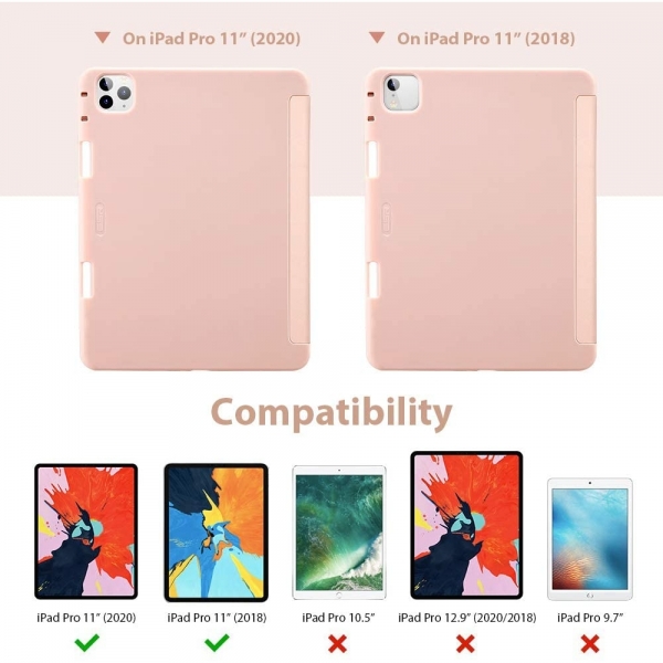 ESR iPad Pro Kalem Blmeli Klf (11 in)(2. Nesil)-Rose Gold