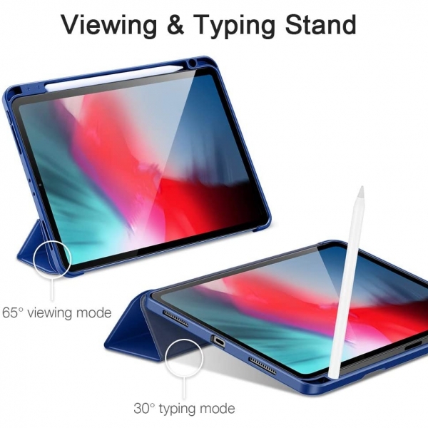 ESR iPad Pro Kalem Blmeli Klf (12.9 in)(4. Nesil)-Blue