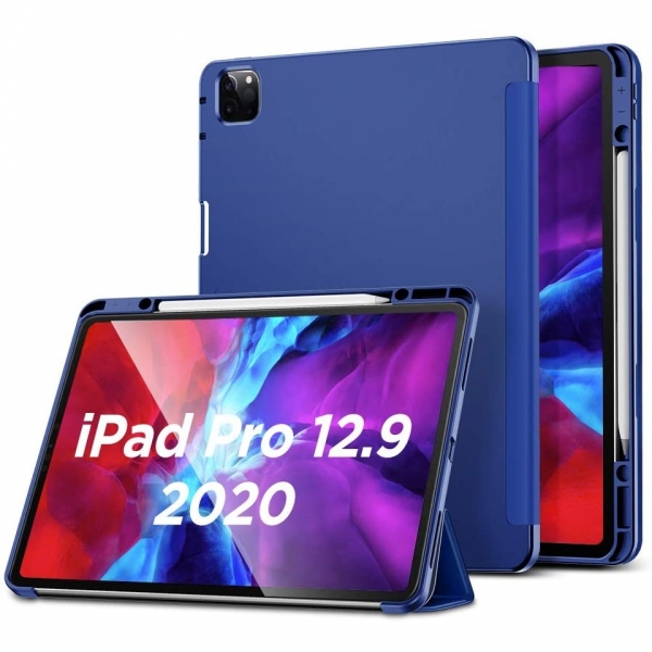 ESR iPad Pro Kalem Blmeli Klf (12.9 in)(4. Nesil)-Blue