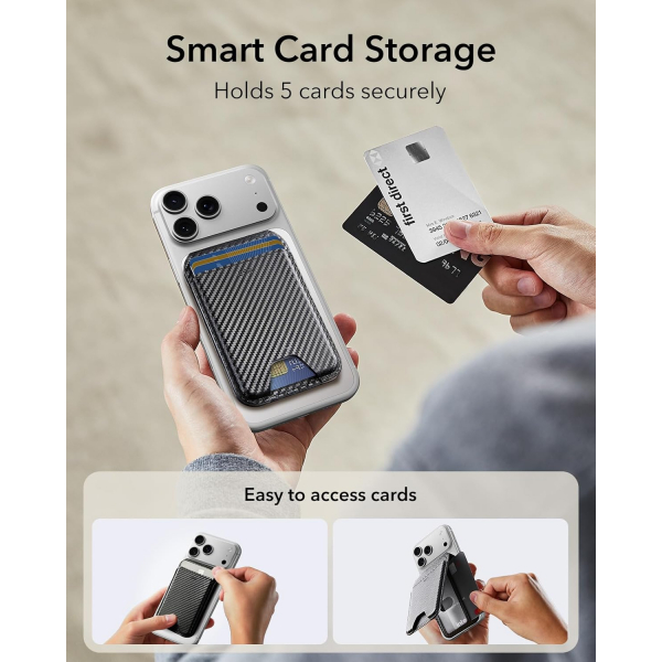 ESR iPhone 17 Manyetik Czdan Stand-Black Carbon