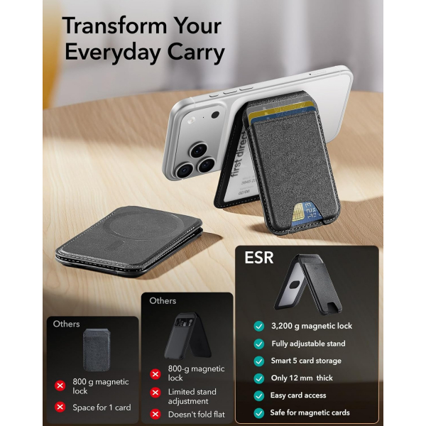 ESR iPhone 17 Manyetik Czdan Stand-Black