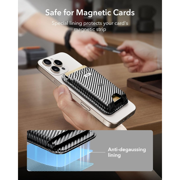 ESR iPhone 17 MagSafe Czdan Stand-Black Carbon