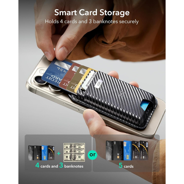 ESR iPhone 17 MagSafe Czdan Stand-Black Carbon