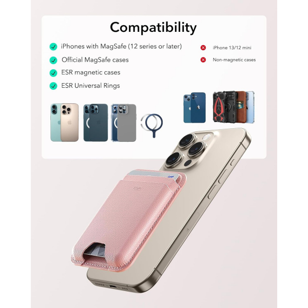 ESR iPhone Uyumlu Manyetik Czdan -Pink