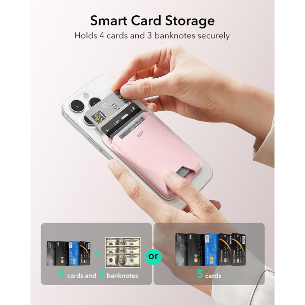 ESR iPhone Uyumlu Manyetik Czdan -Light Pink