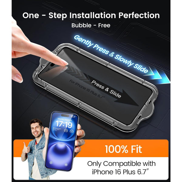 EZ-GLAZ iPhone 16 Plus Privacy Ekran Koruyucu