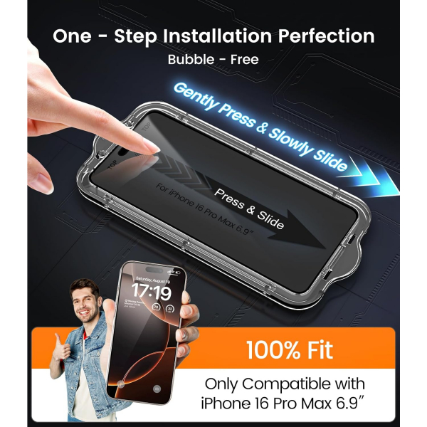 EZ-GLAZ iPhone 16 Pro Max Privacy Ekran Koruyucu