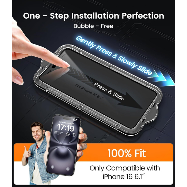 EZ-GLAZ iPhone 16 Privacy Ekran Koruyucu