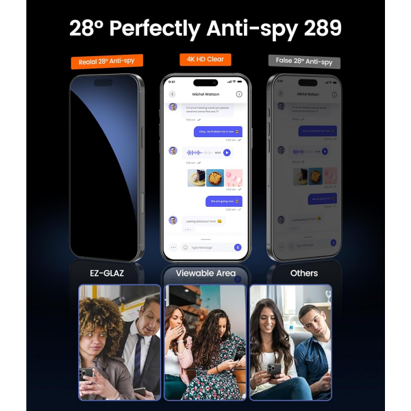 EZ-GLAZ iPhone 16 Pro Privacy Ekran Koruyucu