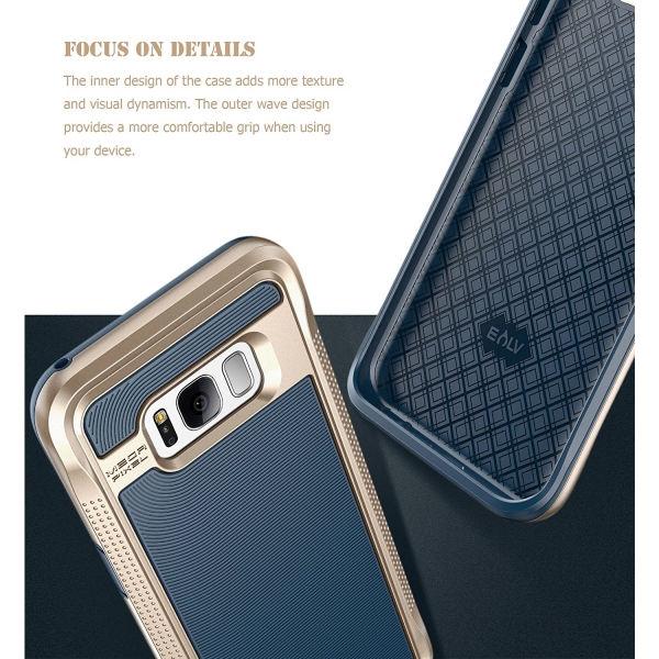 E LV Galaxy S8 Plus Hybrid Slim Klf-Dark Blue Gold